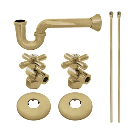 Kingston Brass KPK207 Plumbing Supply Kit with 1-1/2" P-Trap - 1/2" IPS Inlet x 3/8" Comp Oulet, Brushed Brass KPK207